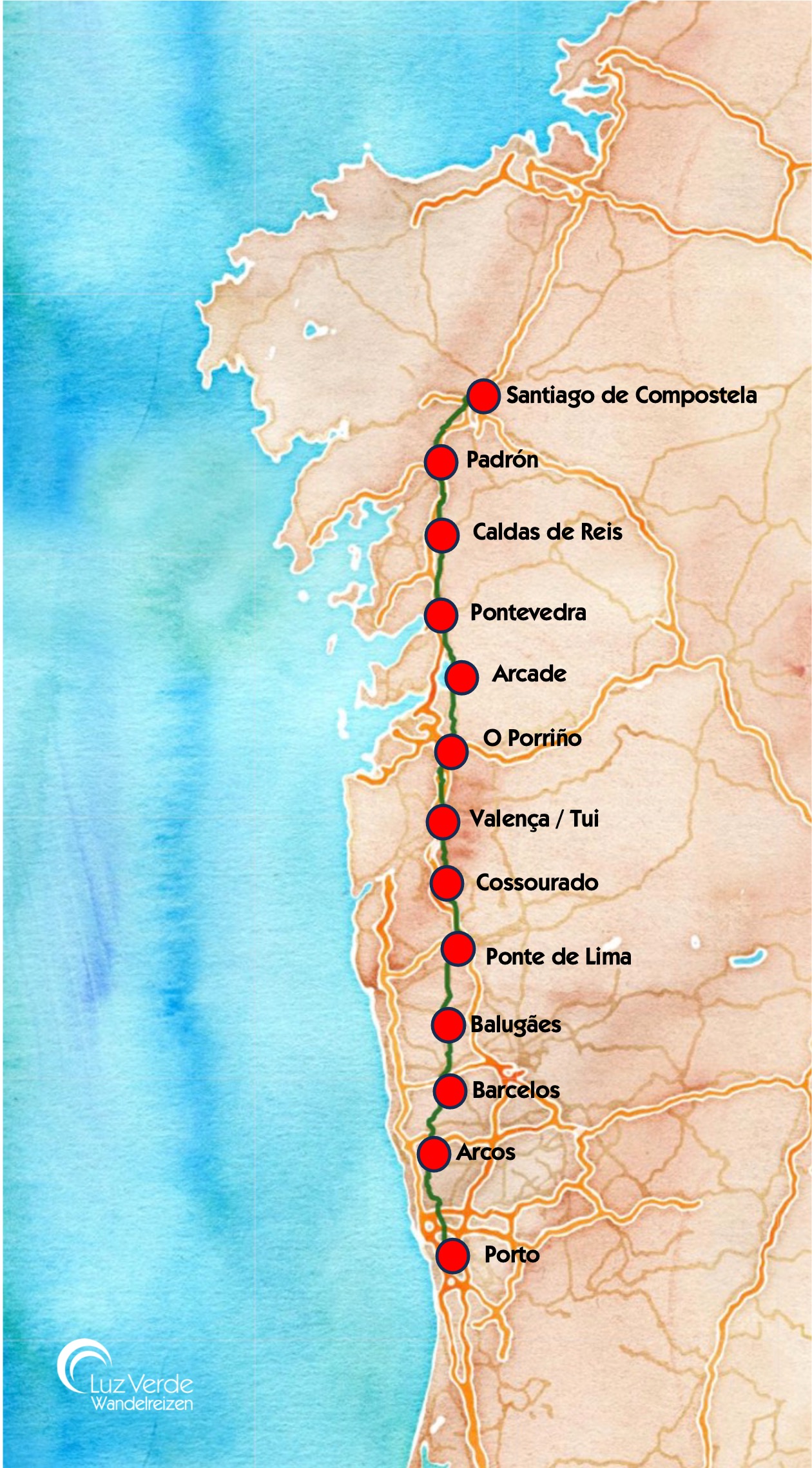 Camino Portugues centrale route